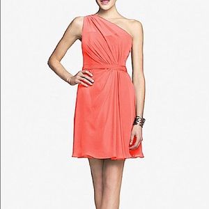 NWT 1-shoulder chiffon dress w/invisible side zip.